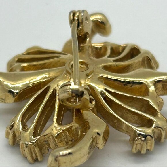 Faux Opal Swirl Brooch Gold-Tone With Faux Pearls & Purple Rhinestones Atomic - Picture 5 of 8